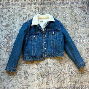 Zara Cropped Denim/Shearling Jacket